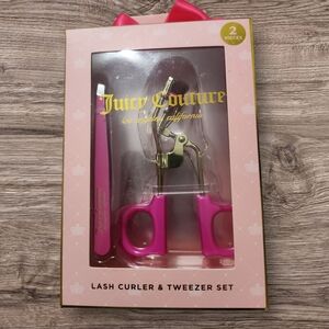NWT Juicy Couture 2 Piece Pink Lash Curler & Tweezer Set